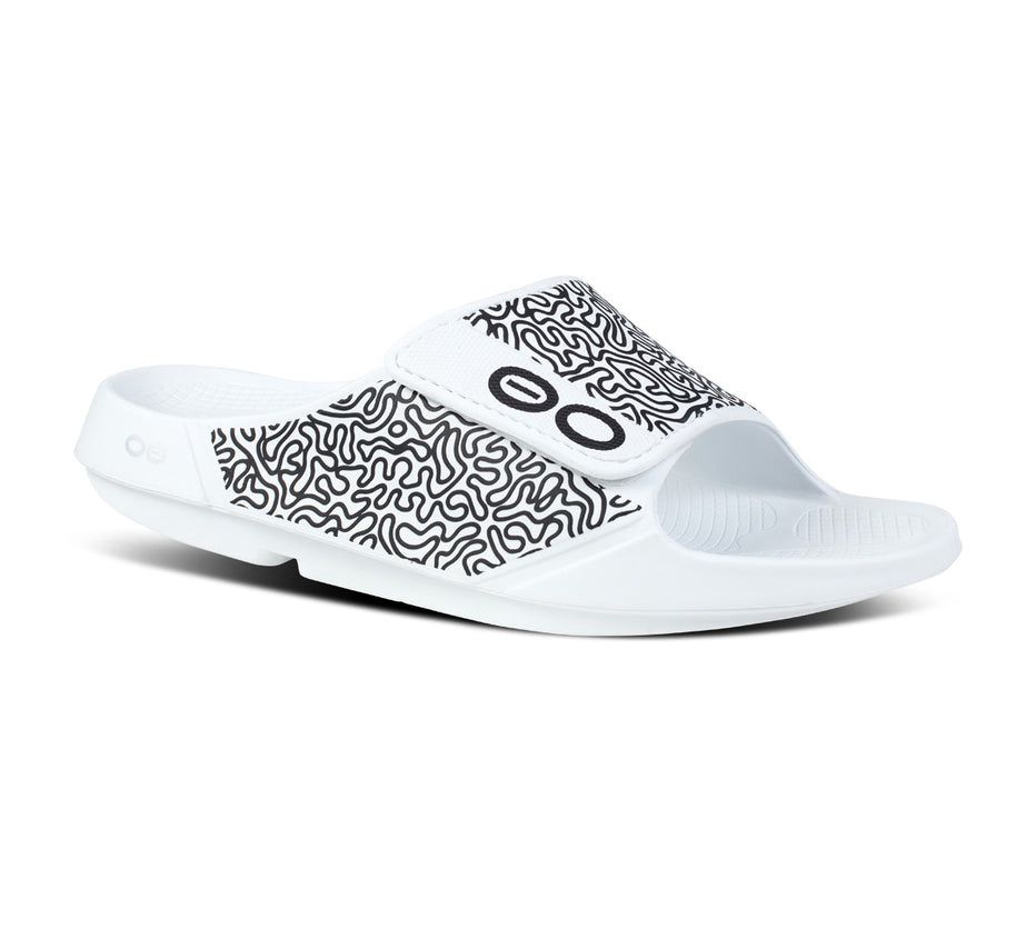 Oofos Men's Ooahh Sport Flex - Slide White / Black ( DXUQT-0679 )